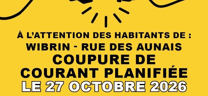 Coupure de courant planifiée - WIBRIN - RUE DES AUNAIS
